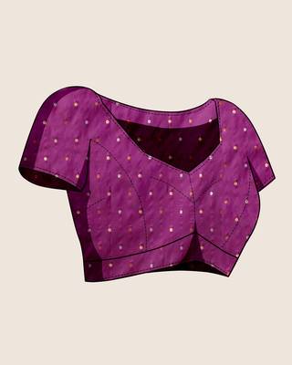 purple silk blend printed saree with blouse 5