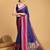 navy blue silk blend printed saree with blouse
