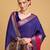 navy blue silk blend printed saree with blouse
