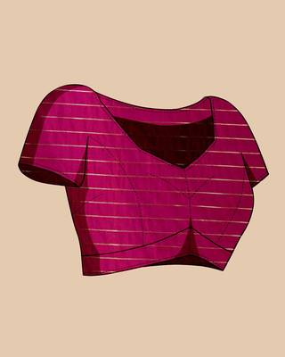 purple silk blend printed saree with blouse 5