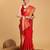 red silk blend printed saree with blouse