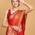 red silk blend printed saree with blouse