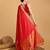 red silk blend printed saree with blouse