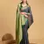 navy blue silk blend printed saree with blouse