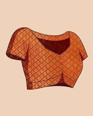 pink silk blend printed saree with blouse 5