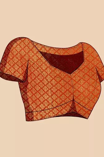 pink silk blend printed saree with blouse
