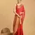 red silk blend printed saree with blouse
