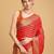 red silk blend printed saree with blouse