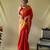 red silk blend printed saree with blouse
