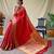 red silk blend printed saree with blouse