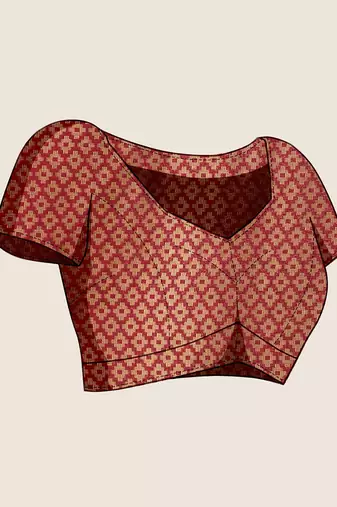 blue silk blend printed saree with blouse