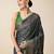 green silk blend printed saree with blouse