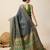 green silk blend printed saree with blouse