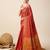 red silk blend printed saree with blouse