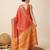 red silk blend printed saree with blouse