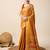 yellow silk blend printed saree with blouse
