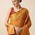 yellow silk blend printed saree with blouse