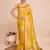 yellow silk blend printed saree with blouse