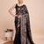 black silk blend printed saree with blouse