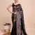 black silk blend printed saree with blouse