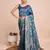 blue silk blend printed saree with blouse