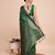 green silk blend printed saree with blouse