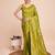 parrot green silk blend printed saree with blouse