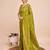 parrot green silk blend printed saree with blouse