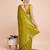 parrot green silk blend printed saree with blouse