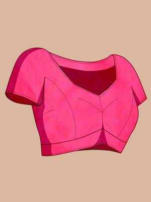 pink silk blend printed saree with blouse 4