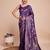 purple silk blend printed saree with blouse