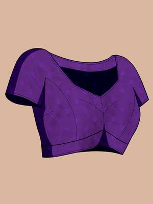 purple silk blend printed saree with blouse 5