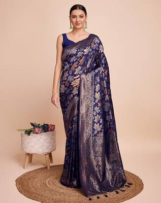 teal silk blend printed saree with blouse 1