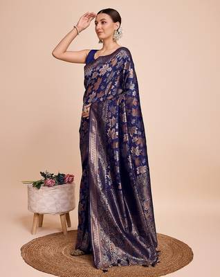 teal silk blend printed saree with blouse 2