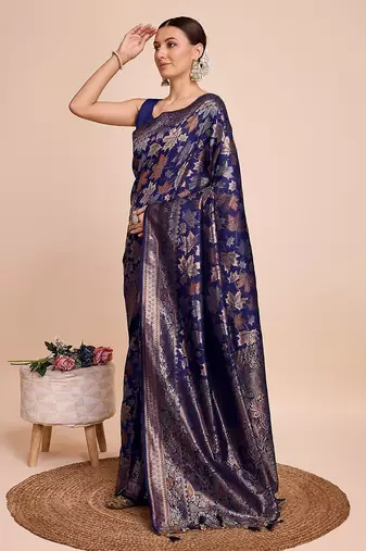 teal silk blend printed saree with blouse