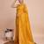 yellow silk blend printed saree with blouse