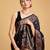 black silk blend printed saree with blouse