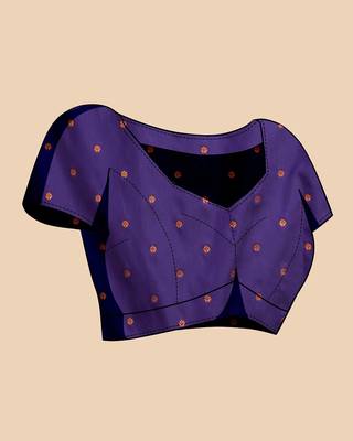 blue silk blend printed saree with blouse 5