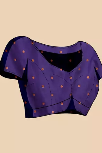 blue silk blend printed saree with blouse