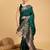 green silk blend printed saree with blouse