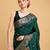 green silk blend printed saree with blouse