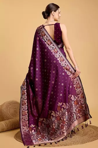 lavender silk blend printed saree with blouse