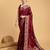 maroon silk blend printed saree with blouse