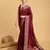 maroon silk blend printed saree with blouse