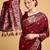 maroon silk blend printed saree with blouse
