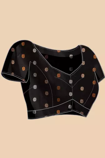 black silk blend printed saree with blouse
