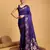 blue silk blend printed saree with blouse