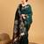 green silk blend printed saree with blouse