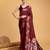 maroon silk blend printed saree with blouse