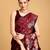 maroon silk blend printed saree with blouse